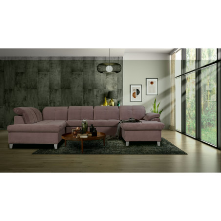 Coltar U Extensibil Sevilia Lux, Stanga, 6 Locuri, Tetiere Reglabile, Roz, 355 Cm-01