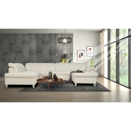 Coltar U Extensibil Sevilia Lux, Stanga, 6 Locuri, Tetiere Reglabile, Boucle Ivory, 355 Cm-01