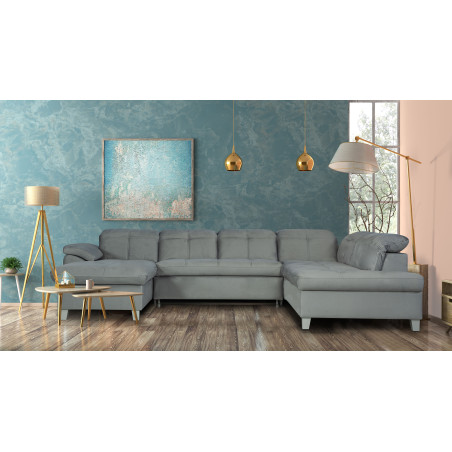 Coltar U Extensibil Sevilia Lux, Dreapta, 6 Locuri, Tetiere Reglabile, Gri Deschis, 355 Cm-01