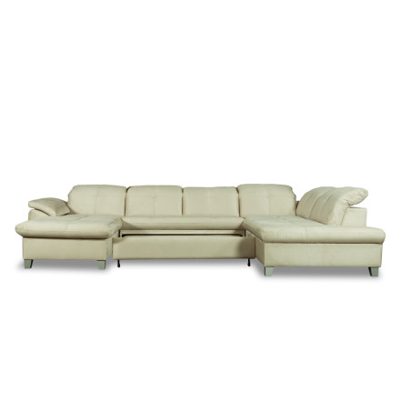 Coltar U Extensibil Sevilia Lux, Dreapta, 6 Locuri, Tetiere Reglabile, Crem, 355 Cm-01