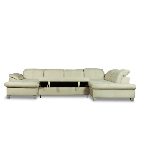 Coltar U Extensibil Sevilia Lux, Dreapta, 6 Locuri, Tetiere Reglabile, Crem, 355 Cm-01