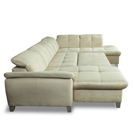 Coltar U Extensibil Sevilia Lux, Dreapta, 6 Locuri, Tetiere Reglabile, Crem, 355 Cm-01