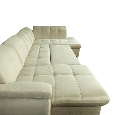 Coltar U Extensibil Sevilia Lux, Dreapta, 6 Locuri, Tetiere Reglabile, Crem, 355 Cm-01