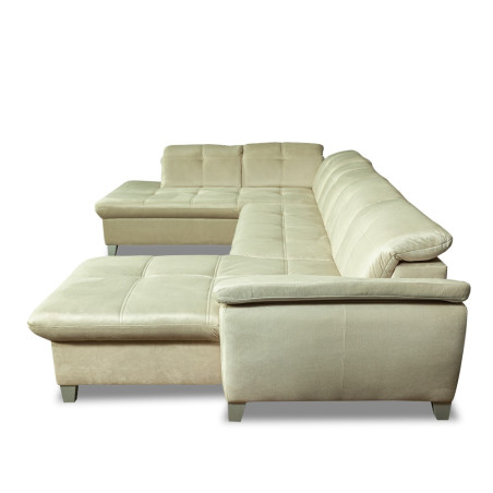 Coltar U Extensibil Sevilia Lux, Stanga, 6 Locuri, Tetiere Reglabile, Crem, 355 Cm-01