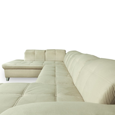 Coltar U Extensibil Sevilia Lux, Stanga, 6 Locuri, Tetiere Reglabile, Crem, 355 Cm-01
