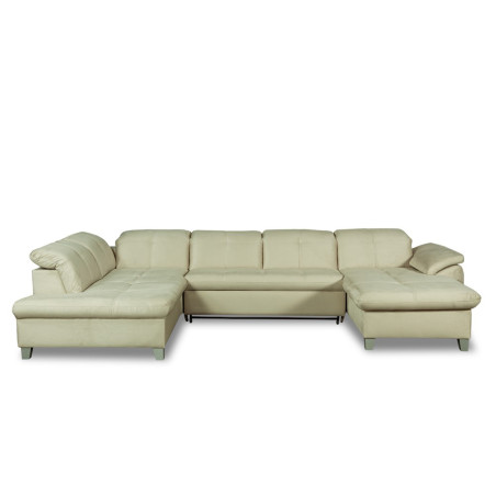 Coltar U Extensibil Sevilia Lux, Stanga, 6 Locuri, Tetiere Reglabile, Crem, 355 Cm-01