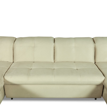Coltar U Extensibil Sevilia Lux, Stanga, 6 Locuri, Tetiere Reglabile, Crem, 355 Cm-01