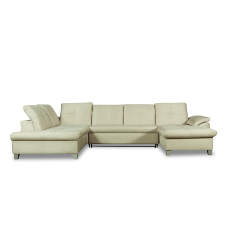 Coltar U Extensibil Sevilia Lux, Stanga, 6 Locuri, Tetiere Reglabile, Crem, 355 Cm-01