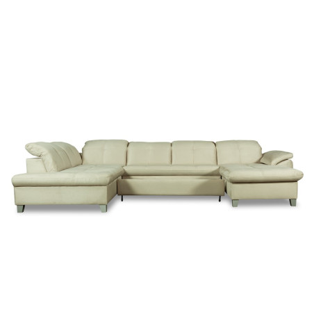 Coltar U Extensibil Sevilia Lux, Stanga, 6 Locuri, Tetiere Reglabile, Crem, 355 Cm-01