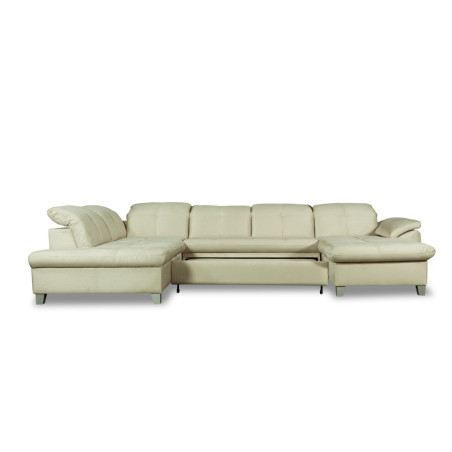Coltar U Extensibil Sevilia Lux, Stanga, 6 Locuri, Tetiere Reglabile, Crem, 355 Cm-01