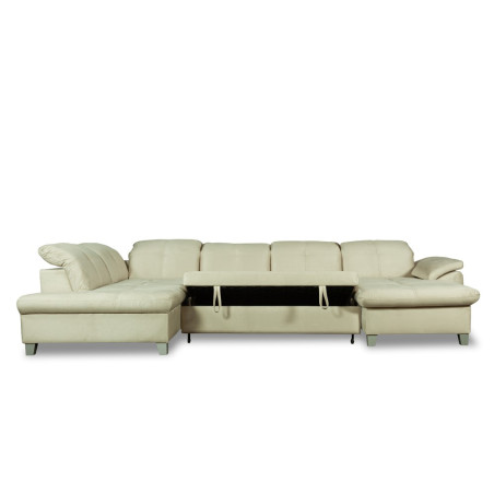 Coltar U Extensibil Sevilia Lux, Stanga, 6 Locuri, Tetiere Reglabile, Crem, 355 Cm-01