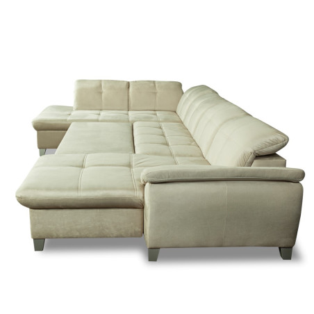 Coltar U Extensibil Sevilia Lux, Stanga, 6 Locuri, Tetiere Reglabile, Crem, 355 Cm-01