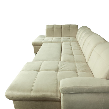 Coltar U Extensibil Sevilia Lux, Stanga, 6 Locuri, Tetiere Reglabile, Crem, 355 Cm-01
