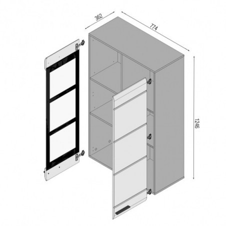 Biblioteca Comway, Alb, 2970 mm.-01