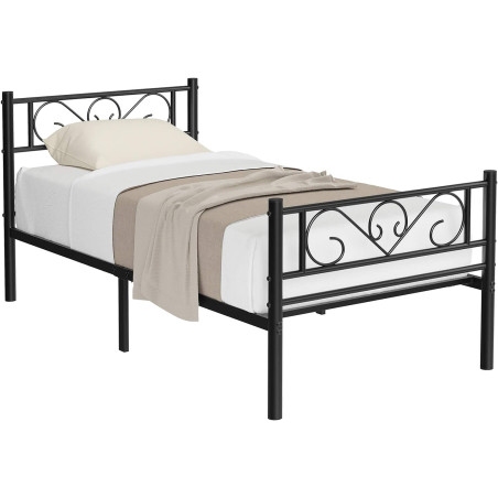 Cadru De Pat Metalic Dimensiune Saltea 90 x 190 Cm, , De O Persoană, Negru, - Resigilat-01