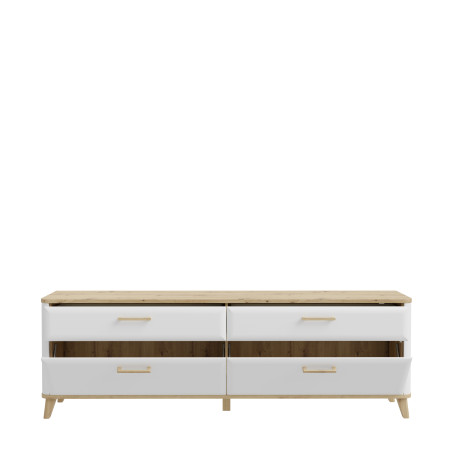 Comoda Tv Mare 2 Usi Si 2 Sertare Whitedream, Stejar Artisan Si Alb Mat, 209.7 Cm-01