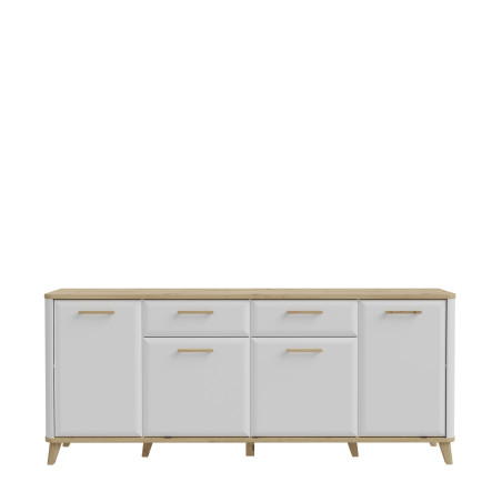 Comoda Mare Cu 4 Usi Si 2 Sertare Whitedream, Stejar Artisan Si Alb Mat, 209.7 Cm-01