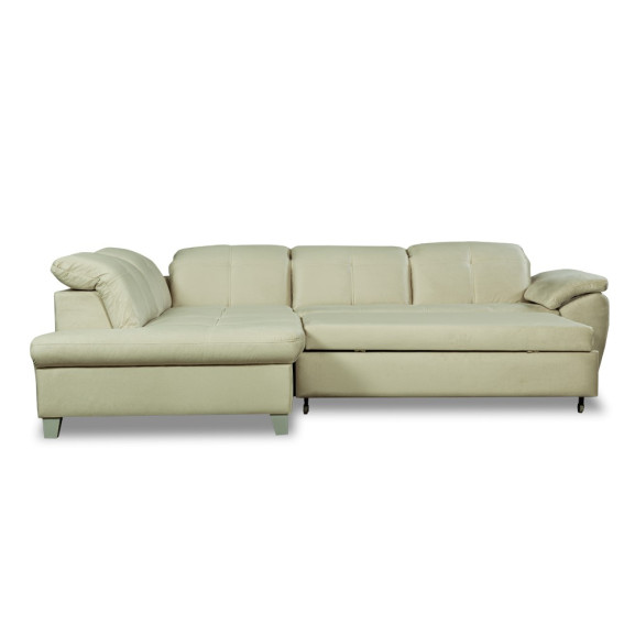 Poze Coltar Extensibil Cu Otoman Mic Stanga Sevilia Lux, 5 Locuri, Tetiere Reglabile, Crem, 280 Cm