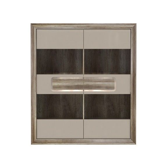 Vitrina Tiziano Cu 2 Usi, Stejar Antic Si Bej, 133.7 Cm 133.7