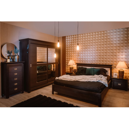 Set Dormitor Saigon Cantori, Pat Cu Dimensiune Saltea 140 X 200, Dulap De 210 Cm, 2 Noptiere-01