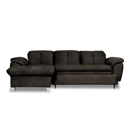 Coltar Extensibil Cu Insula Stanga Sevilia Lux, 5 Locuri, Tetiere Reglabile, Negru, 272 Cm-01