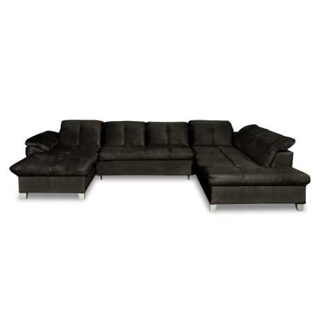 Coltar U Extensibil Sevilia Lux, Dreapta, 6 Locuri, Tetiere Reglabile, Negru, 355 Cm-01