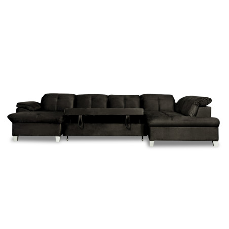 Coltar U Extensibil Sevilia Lux, Dreapta, 6 Locuri, Tetiere Reglabile, Negru, 355 Cm-01