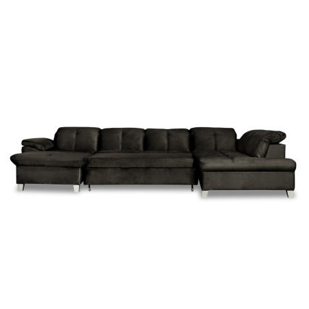 Coltar U Extensibil Sevilia Lux, Dreapta, 6 Locuri, Tetiere Reglabile, Negru, 355 Cm-01