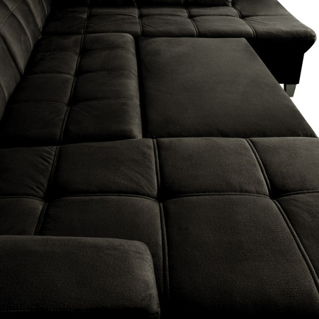 Coltar U Extensibil Sevilia Lux, Dreapta, 6 Locuri, Tetiere Reglabile, Negru, 355 Cm-01