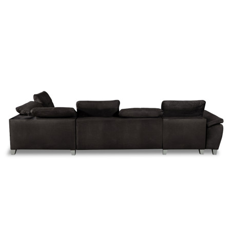 Coltar U Extensibil Sevilia Lux, Stanga, 6 Locuri, Tetiere Reglabile, Negru, 355 Cm-01