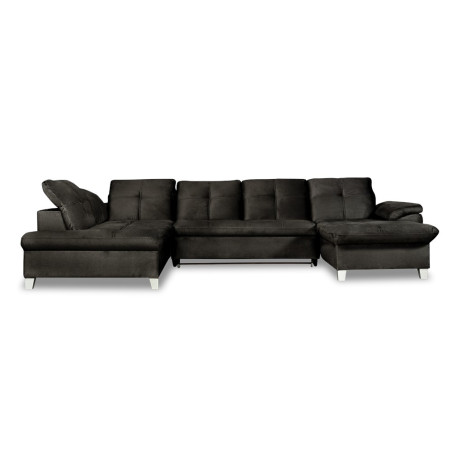 Coltar U Extensibil Sevilia Lux, Stanga, 6 Locuri, Tetiere Reglabile, Negru, 355 Cm-01