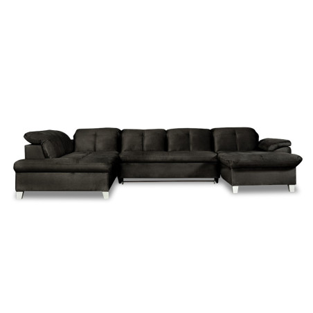 Coltar U Extensibil Sevilia Lux, Stanga, 6 Locuri, Tetiere Reglabile, Negru, 355 Cm-01
