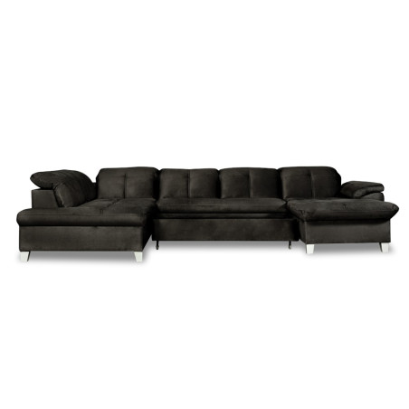 Coltar U Extensibil Sevilia Lux, Stanga, 6 Locuri, Tetiere Reglabile, Negru, 355 Cm-01
