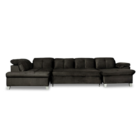 Coltar U Extensibil Sevilia Lux, Stanga, 6 Locuri, Tetiere Reglabile, Negru, 355 Cm-01