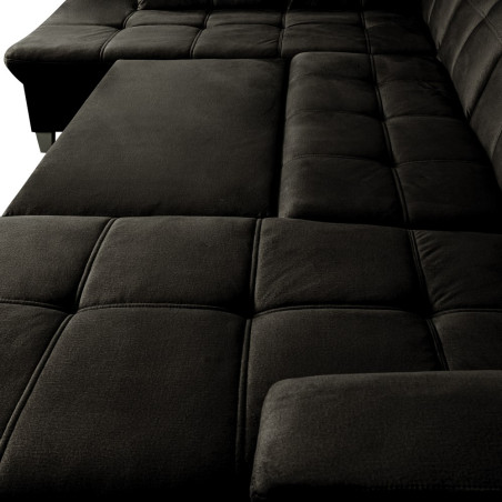 Coltar U Extensibil Sevilia Lux, Stanga, 6 Locuri, Tetiere Reglabile, Negru, 355 Cm-01