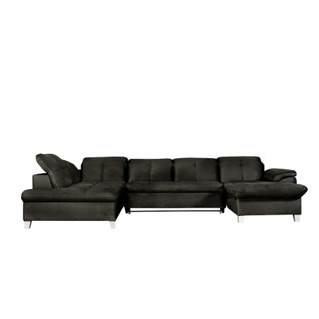 Coltar U Extensibil Sevilia Lux, Stanga, 6 Locuri, Tetiere Reglabile, Negru, 355 Cm-01