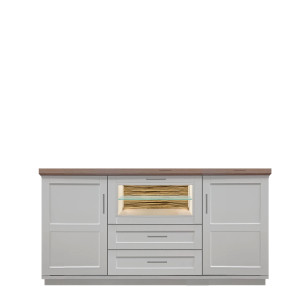 Bufet Cu 3 usi si 2 sertare Alpina, Alb Si Natur 187.5 Cm