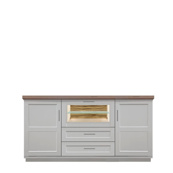 Bufet Cu 3 usi si 2 sertare Alpina, Alb Si Natur 187.5 Cm