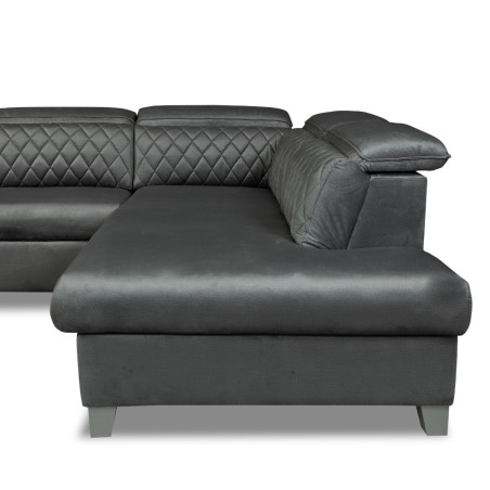 Coltar Extensibil Cu Otoman Dreapta Tiago, 5 Locuri, Tetiere Reglabile, Gri, 255 Cm-01