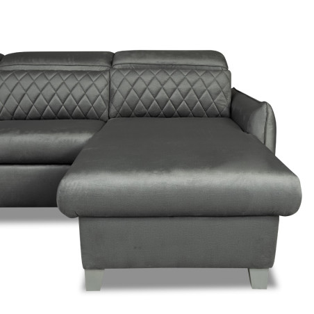 Coltar U Extensibil Cu Lada Tiago, Stanga, 6 Locuri, Tetiere Reglabile, Gri, 330 Cm-01