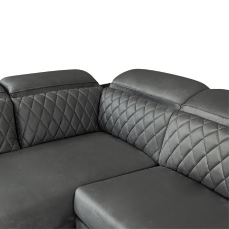 Coltar U Extensibil Cu Lada Tiago, Stanga, 6 Locuri, Tetiere Reglabile, Gri, 330 Cm-01