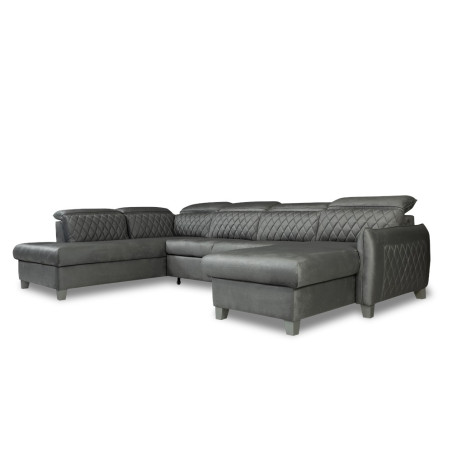Coltar U Extensibil Cu Lada Tiago, Stanga, 6 Locuri, Tetiere Reglabile, Gri, 330 Cm-01