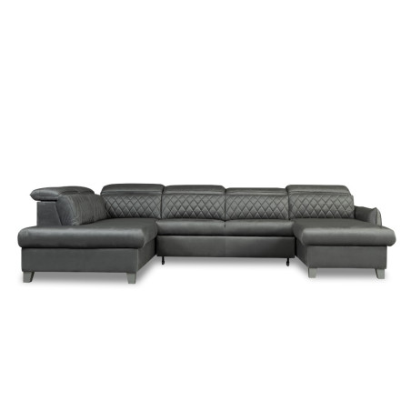 Coltar U Extensibil Cu Lada Tiago, Stanga, 6 Locuri, Tetiere Reglabile, Gri, 330 Cm-01