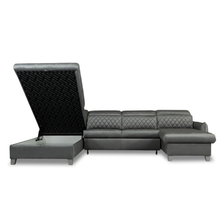 Coltar U Extensibil Cu Lada Tiago, Stanga, 6 Locuri, Tetiere Reglabile, Gri, 330 Cm-01