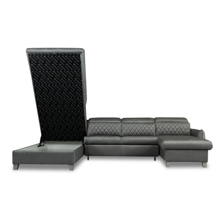 Coltar U Extensibil Cu Lada Tiago, Stanga, 6 Locuri, Tetiere Reglabile, Gri, 330 Cm-01
