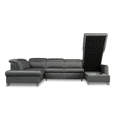 Coltar U Extensibil Cu Lada Tiago, Stanga, 6 Locuri, Tetiere Reglabile, Gri, 330 Cm-01
