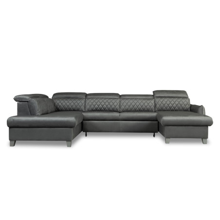 Coltar U Extensibil Cu Lada Tiago, Stanga, 6 Locuri, Tetiere Reglabile, Gri, 330 Cm-01