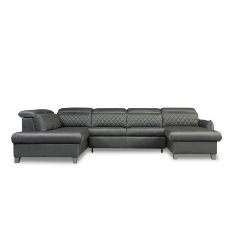 Coltar U Extensibil Cu Lada Tiago, Stanga, 6 Locuri, Tetiere Reglabile, Gri, 330 Cm-01