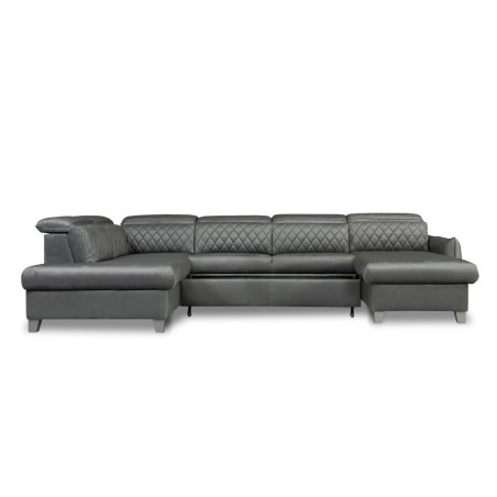 Coltar U Extensibil Cu Lada Tiago, Stanga, 6 Locuri, Tetiere Reglabile, Gri, 330 Cm-01
