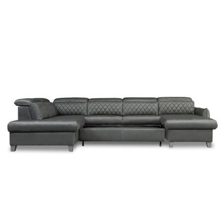 Coltar U Extensibil Cu Lada Tiago, Stanga, 6 Locuri, Tetiere Reglabile, Gri, 330 Cm-01